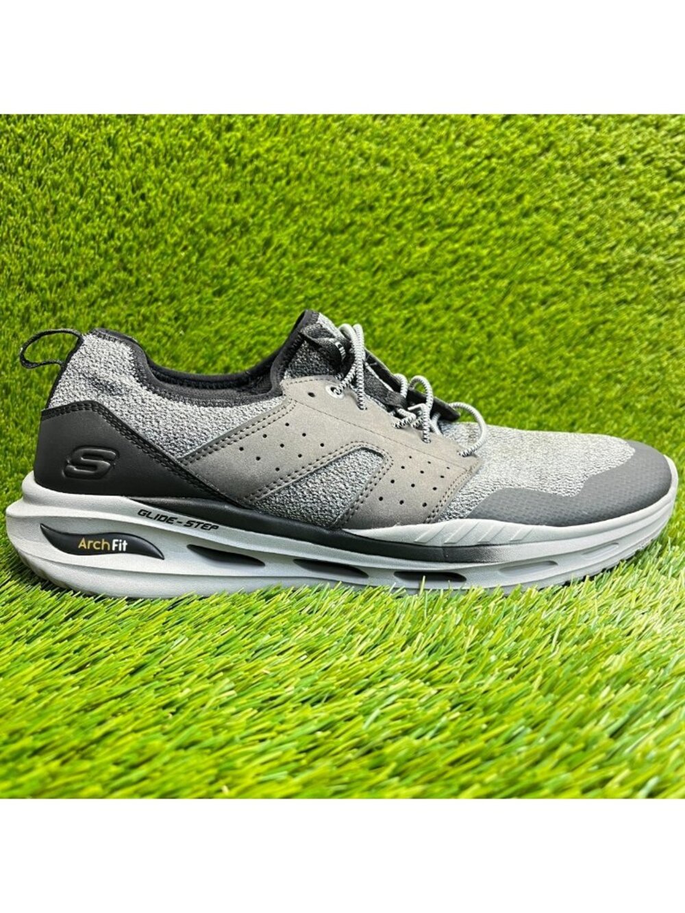 Skechers Arch Fit Orvan Germain Mens Size 11.5 Gray Black Running Shoes Sneakers